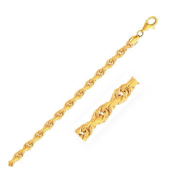 10k Yellow Gold Solid Diamond Cut Rope Bracelet (4.00 mm) - Coolpeacock