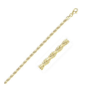 10k Yellow Gold Solid Diamond Cut Rope Chain (3.00 mm) - Coolpeacock