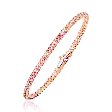 14k Rose Gold Fancy Weave Motif Bangle (3.40 mm) - Coolpeacock