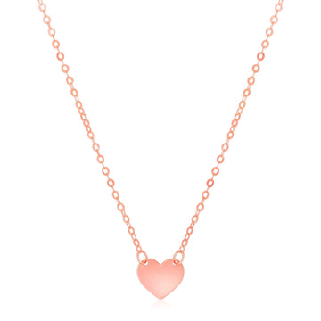 14k Rose Gold Polished Mini Heart Necklace - Coolpeacock