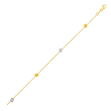 14k Two Tone Gold Bracelet with Polished Cubes - Coolpeacock