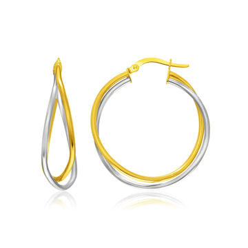 14k Two - Tone Gold Interlaced Double Row Earrings - Coolpeacock