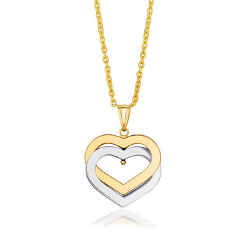 14k Two - Tone Gold Intertwined Hearts Pendant - Coolpeacock