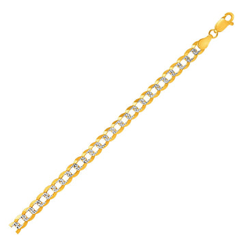 14k Two Tone Gold Pave Curb Bracelet (5.70 mm) - Coolpeacock