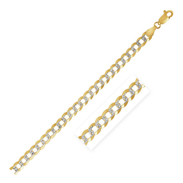 14k Two Tone Gold Pave Curb Chain (3.20 mm) - Coolpeacock