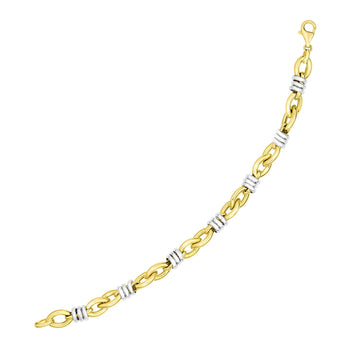 14k Two - Tone Gold Ring - Wrapped Marquis Shape Link Bracelet (8.85 mm) - Coolpeacock