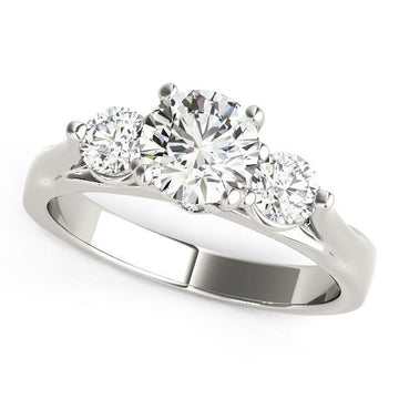 14k White Gold 3 Stone Prong Setting Diamond Engagement Ring (1 3/8 cttw) - Coolpeacock