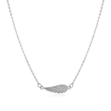 14K White Gold Angel Wing Necklace - Coolpeacock