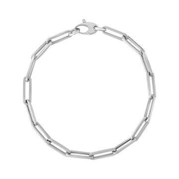 14K White Gold Bold Paperclip Chain Bracelet (4.20 mm) - Coolpeacock