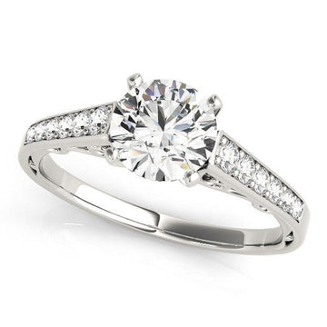 14k White Gold Cathedral Design Diamond Engagement Ring (1 1/4 cttw) - Coolpeacock