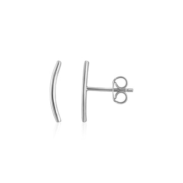 14k White Gold Curve Climber Post Earrings - Coolpeacock