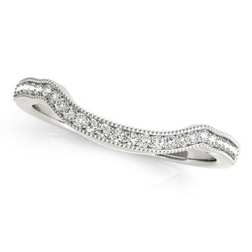 14k White Gold Curvy Style Pave Set Diamond Wedding Band (1/6 cttw) - Coolpeacock