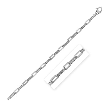 14k White Gold Diamante Paperclip Chain Bracelet (4.00 mm) - Coolpeacock
