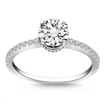 14k White Gold Diamond Collar Engagement Ring - Coolpeacock