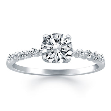 14k White Gold Diamond Engagement Ring with Shared Prong Diamond Accents - Coolpeacock