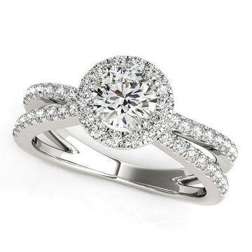 14k White Gold Diamond Engagement Ring with Split Shank Design (1 1/2 cttw) - Coolpeacock