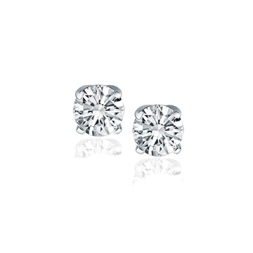 14k White Gold Diamond Four Prong Stud Earrings (1 cttw) - Coolpeacock
