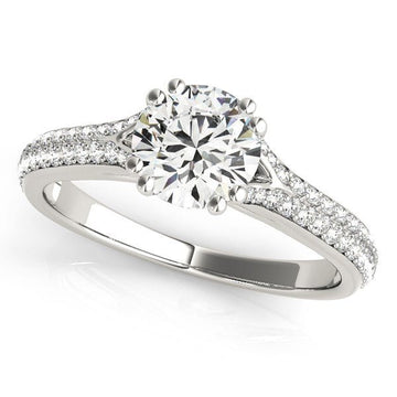14k White Gold Double Prong Multirow Band Diamond Engagement Ring (1 1/8 cttw) - Coolpeacock