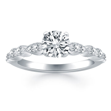 14k White Gold Fancy Shaped Diamond Engagement Ring - Coolpeacock