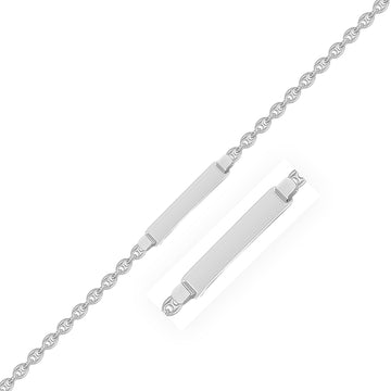14k White Gold Figaro Chain Fancy Childrens ID Bracelet (3.30 mm) - Coolpeacock