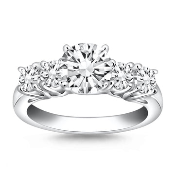 14k White Gold Five Stone Diamond Trellis Engagement Ring - Coolpeacock