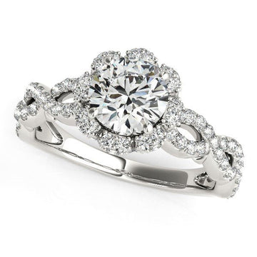 14k White Gold Flower Motif Split Shank Diamond Engagement Ring (1 5/8 cttw) - Coolpeacock