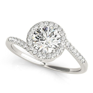 14k White Gold Halo Design Bypass Round Diamond Engagement Ring (5/8 cttw) - Coolpeacock