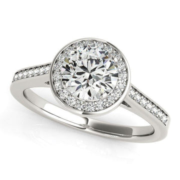 14k White Gold Halo Round Diamond Engagement Ring (1 1/4 cttw) - Coolpeacock
