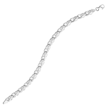 14k White Gold Heart Shape Textured Bracelet (6.35 mm) - Coolpeacock
