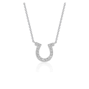 14k White Gold Horseshoe Design Diamond Pendant - Coolpeacock