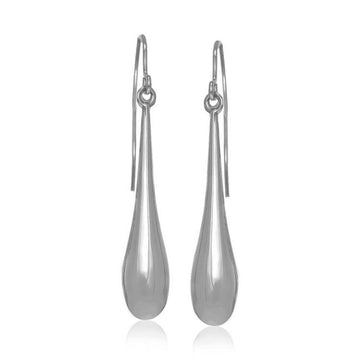 14k White Gold Long Polished Teardrop Dangling Earrings - Coolpeacock