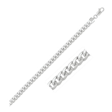 14k White Gold Miami Cuban Semi Solid Bracelet (5.50 mm) - Coolpeacock