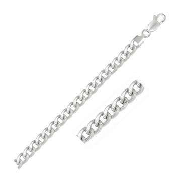 14K White Gold Miami Cuban Semi Solid Chain (7.00 mm) - Coolpeacock