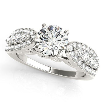 14k White Gold Multirow Shank Round Diamond Engagement Ring (1 1/2 cttw) - Coolpeacock