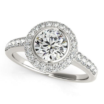 14k White Gold Pave Style Diamond Engagement Ring (1 3/8 cttw) - Coolpeacock