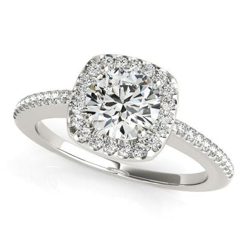 14k White Gold Pave Style Slim Shank Diamond Engagement Ring (1 1/8 cttw) - Coolpeacock
