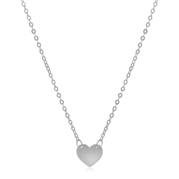 14k White Gold Polished Mini Heart Necklace - Coolpeacock