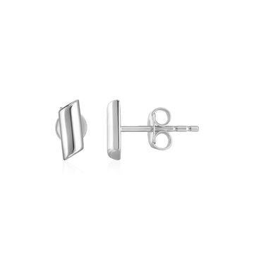 14k White Gold Polished Rectangular Post Earrings - Coolpeacock