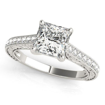 14k White Gold Princess Cut Diamond Engagement Ring (1 1/4 cttw) - Coolpeacock
