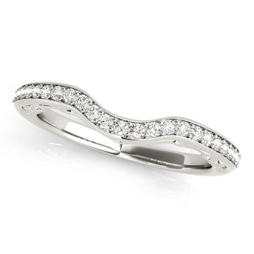 14k White Gold Prong Set Curved Diamond Wedding Ring (1/6 cttw) - Coolpeacock