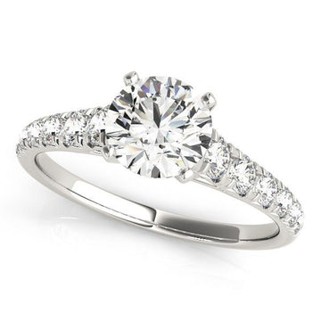 14k White Gold Prong Set Graduated Diamond Engagement Ring (1 7/8 cttw) - Coolpeacock