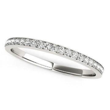 14k White Gold Prong Setting Round Diamond Wedding Band (1/5 cttw) - Coolpeacock