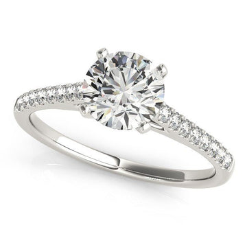 14k White Gold Pronged Round Diamond Engagement Ring (1 5/8 cttw) - Coolpeacock
