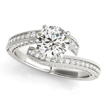 14k White Gold Round Diamond Bypass Style Engagement Ring (1 1/2 cttw) - Coolpeacock