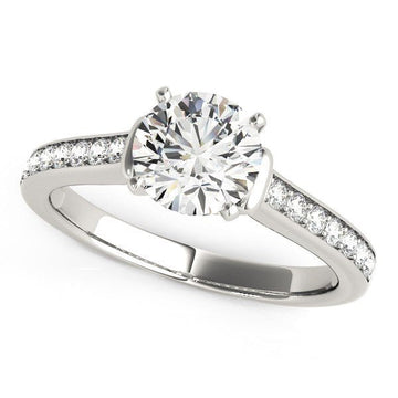 14k White Gold Round Diamond Engagement Ring Band Stones (1 1/8 cttw) - Coolpeacock