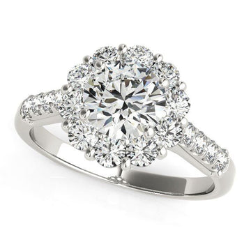 14k White Gold Round Diamond Halo Engagement Ring (2 1/2 cttw) - Coolpeacock