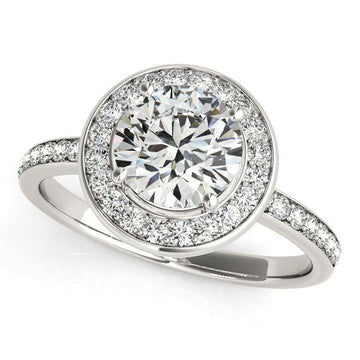 14k White Gold Round Halo Diamond Engagement Ring (1 1/2 cttw) - Coolpeacock