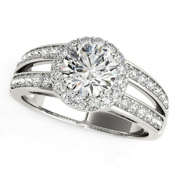 14k White Gold Round Split Shank Style Diamond Engagement Ring (1 1/2 cttw) - Coolpeacock