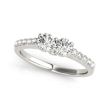 14k White Gold Round Two Stone Diamond Ring (3/4 cttw) - Coolpeacock