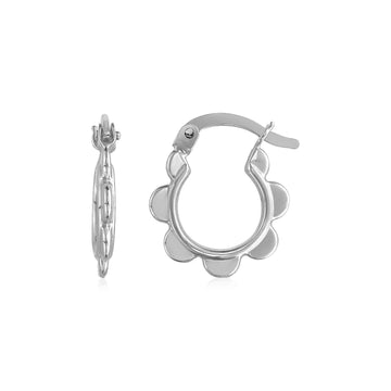 14k White Gold Scalloped Hoop Earrings - Coolpeacock
